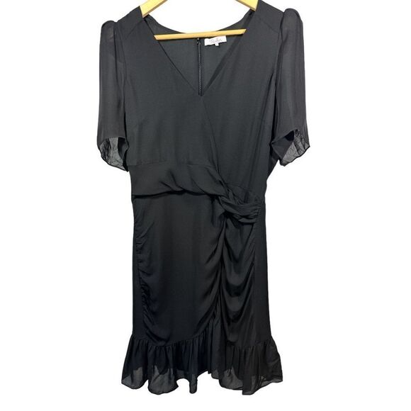 PARKER Women's Krislyn Ruffled Silk Mini A-Line Dress Black Size 10 - Picture 1 of 13